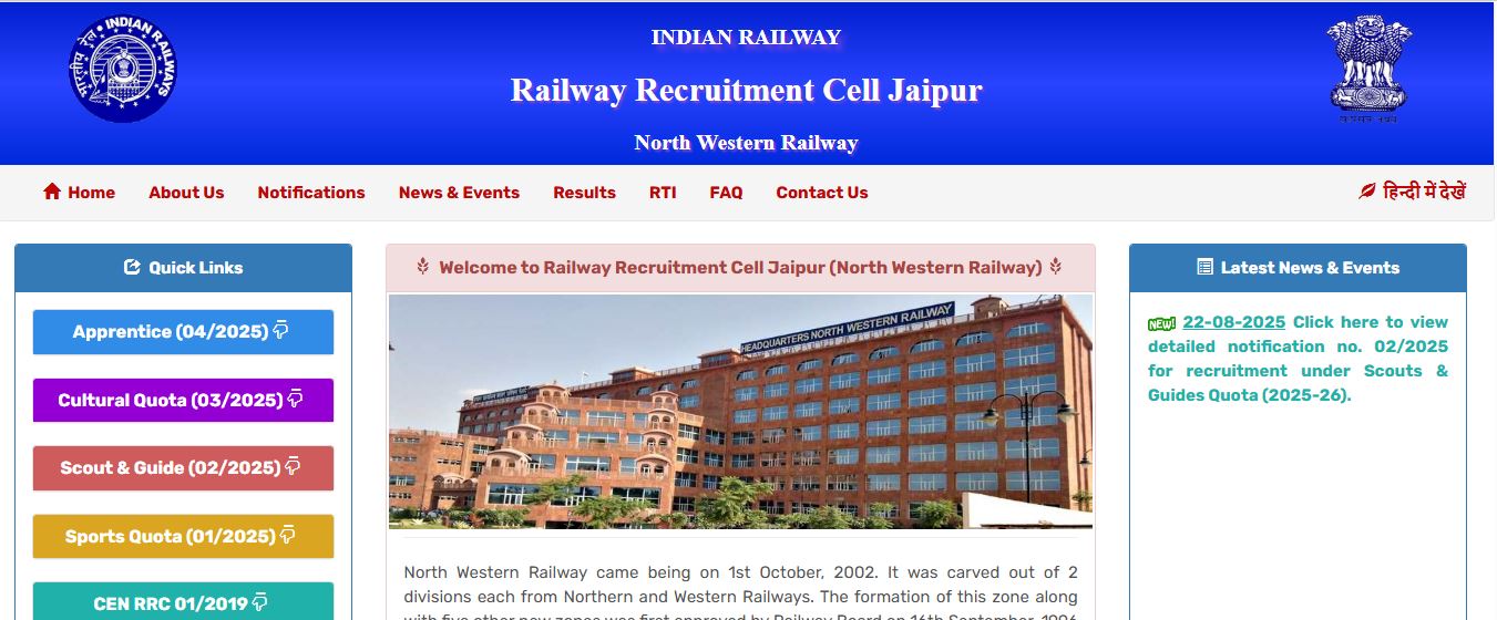 Railway RRC NWR Apprentice 2162 Posts Online Form 2025- Last Date ...