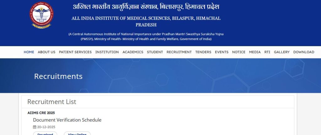AIIMS Bilaspur Professor Online Form 2025