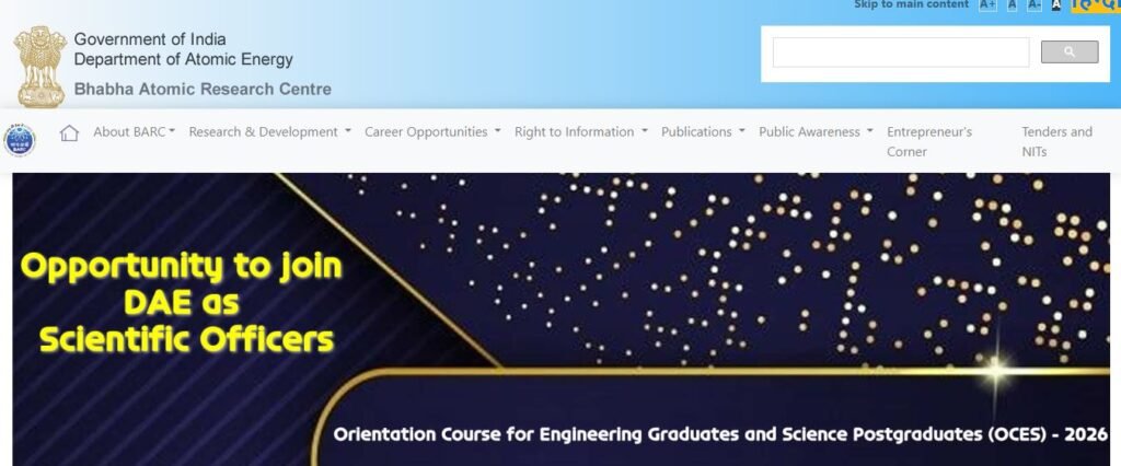 BARC Scientist Officer Online Form 2025