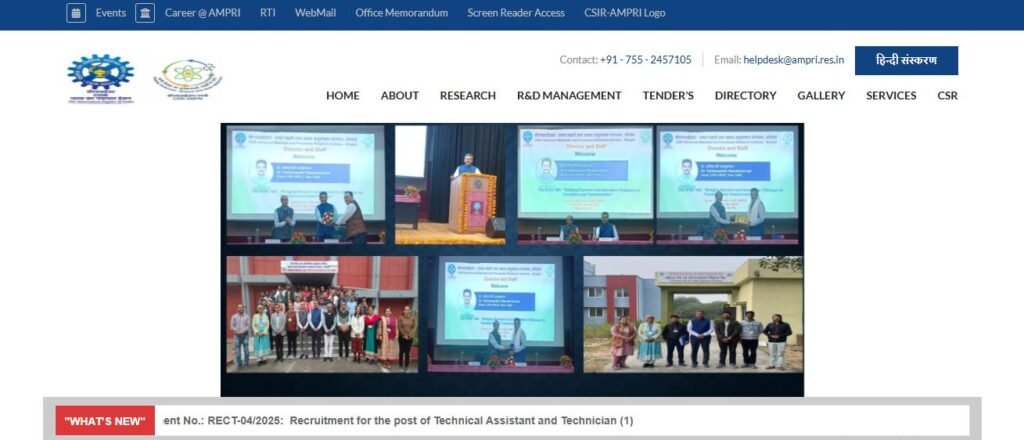 CSIR AMPRI Technical Assistants and Technician Online Form 2025