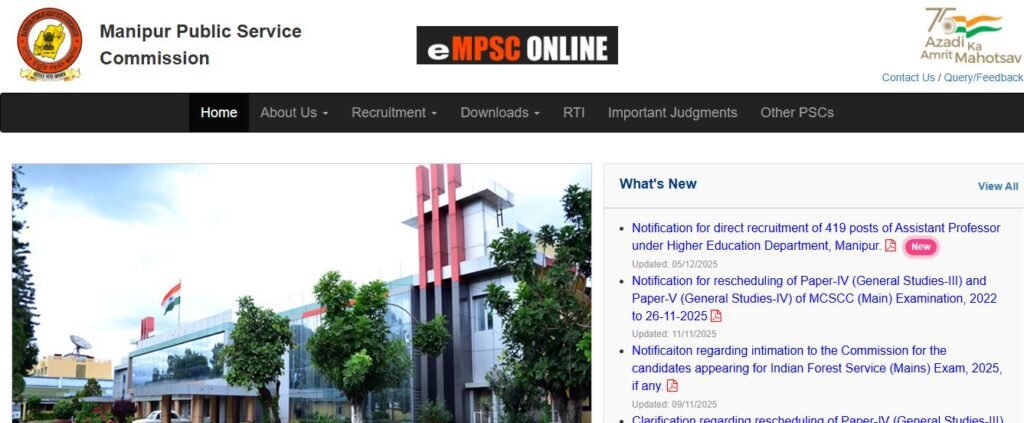 Manipur PSC Assistant Professor Online Form 2025