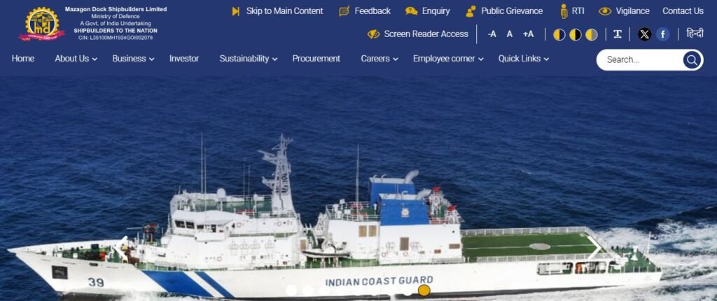 Mazagon Dock Apprentices Online Form 2025