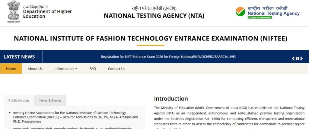 NTA NIFTEE Online Form 2026