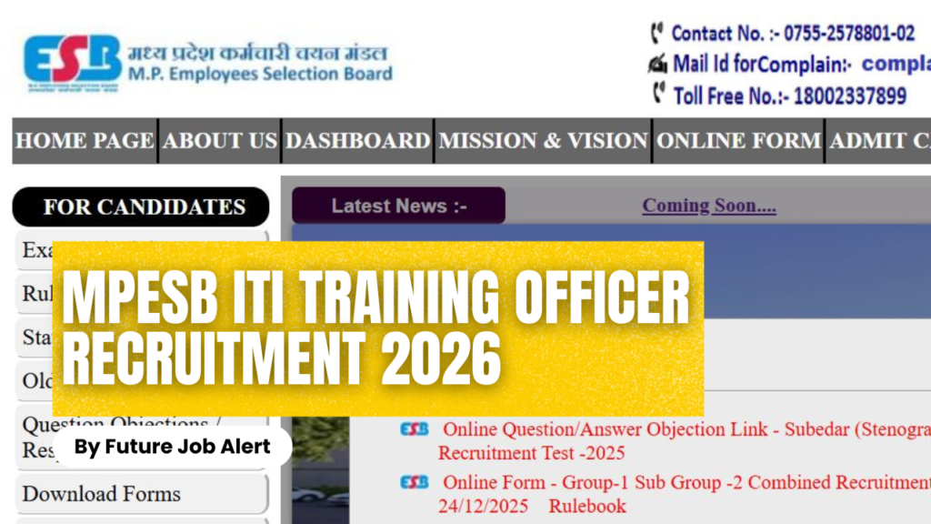 MPESB ITI Training Officer Online Form 2026