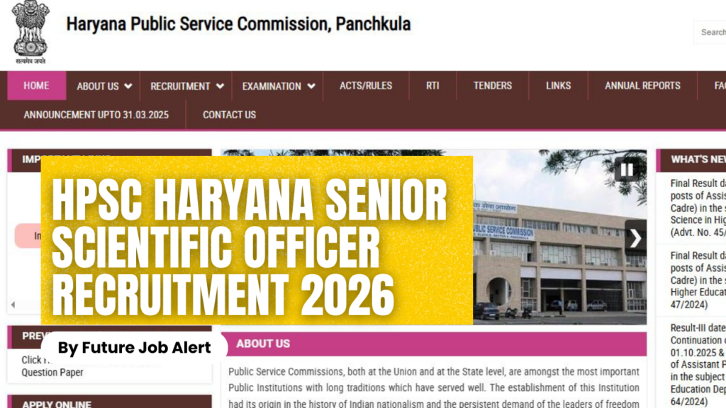 HPSC Haryana Senior Scientific Officer 2026