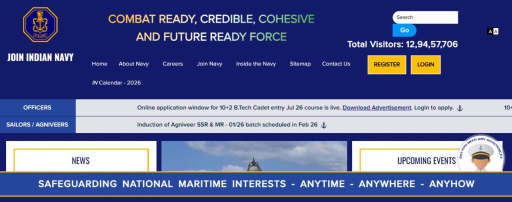 Indian Navy 10+2 B.Tech Cadet Entry July 2026 Online Form