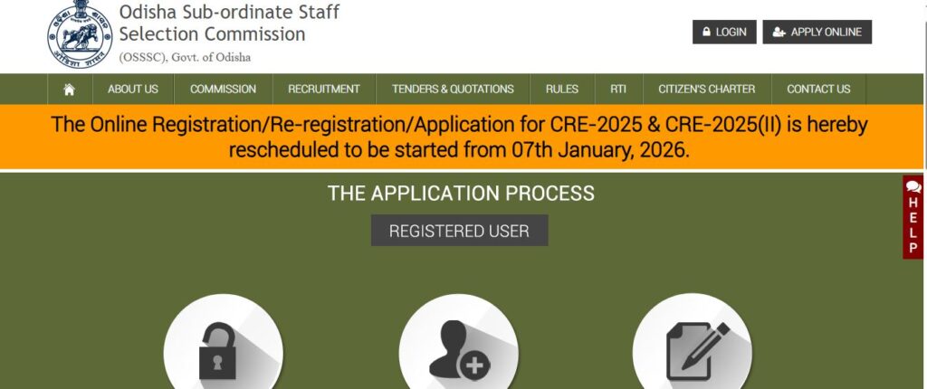 OSSSC Odisha CRE Revenue Inspector, Junior Assistant, and Other Online Form 2026
