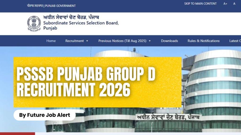 PSSSB Punjab Group D Recruitment 2026 | Apply Online