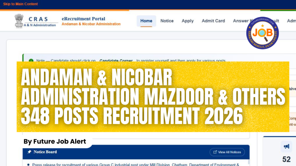 Andaman & Nicobar Administration Mazdoor & Others Recruitment 2026 – 348 Posts | Apply Online
