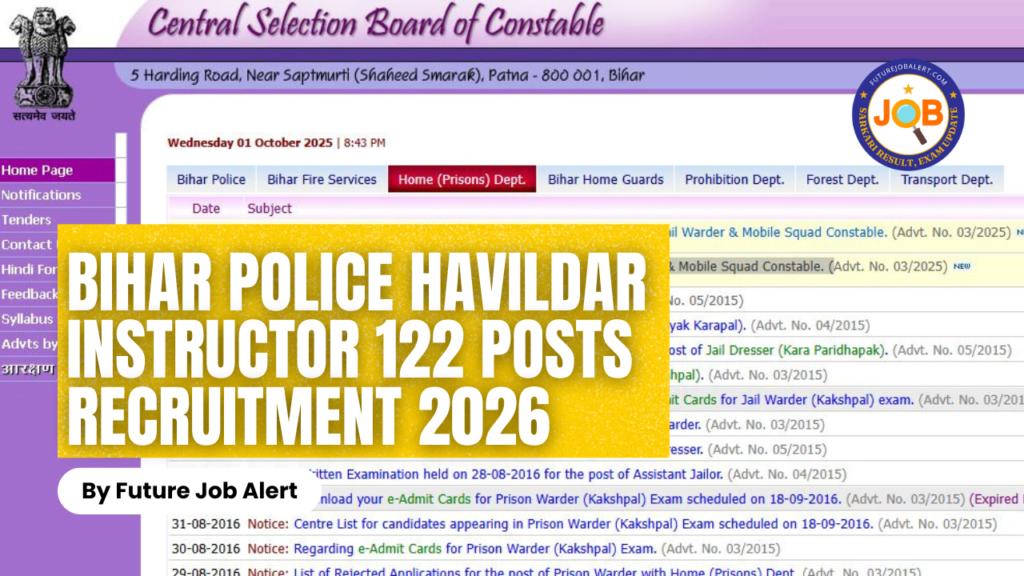 BPSSC Bihar Police Havildar Instructor