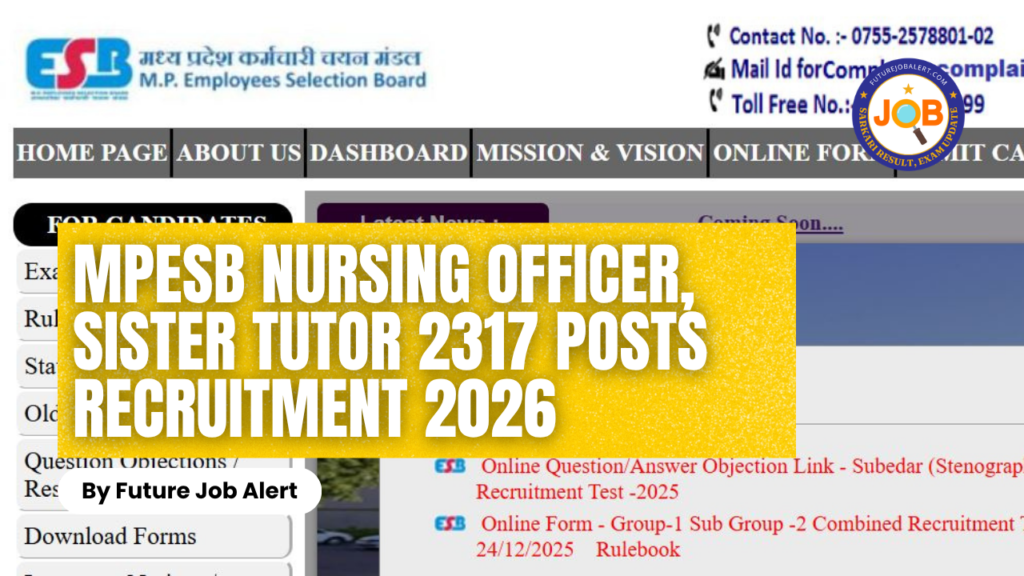 MPESB Nursing Officer, Sister Tutor